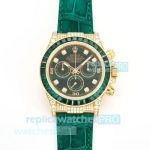 RXF Factory Super Clone Rolex 4130 Daytona Emerald Diamond Yellow Gold Case Watch 